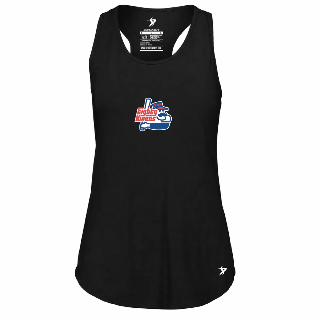 [FT0TUBBK-FAXS-LOGO1] Decker Women's Tri-Blend Tank Top (Black, Female Adult XS, Logo 1)