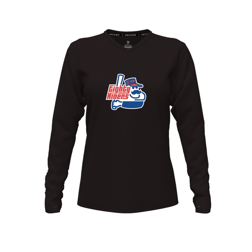 [CUS-DFW-TEES-CMF-VNK-LSL-BLK-FYXS-LOGO1] Decker Comfort T-Shirt (Female Youth XS, Black, Crew Neck, Long Sleeve, Logo 1)